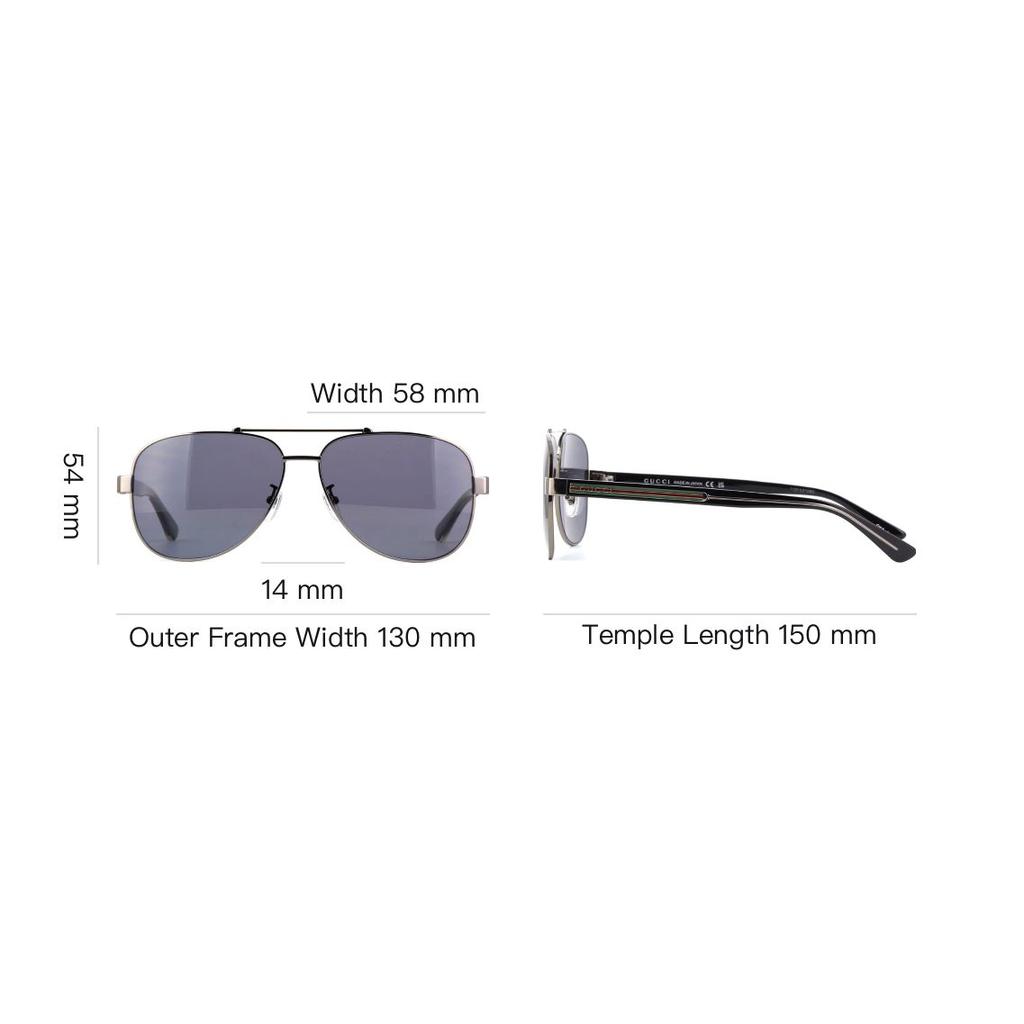 Gucci Gafas de Sol Estilo Piloto con Logo de Letra Gafas de Sol para Hombre Plateado GCGG0528S00763