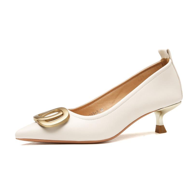 Pointed stiletto high heels commuting temperament light mouth metal buckle new fashion single shoes women