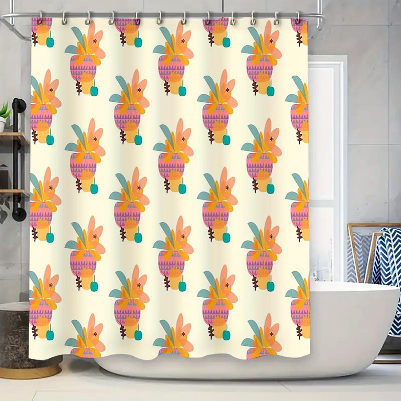 

Floral Shower Curtain Botanical Print Waterproof Bathroom Decor Nature Theme Fabric Backdrop Vintage Style Home Textile Artistic 90x180cm