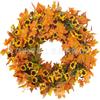 Harvest Wreath With Pumpkins Berries Vine Circle Halloween Thanksgiving Door Decor