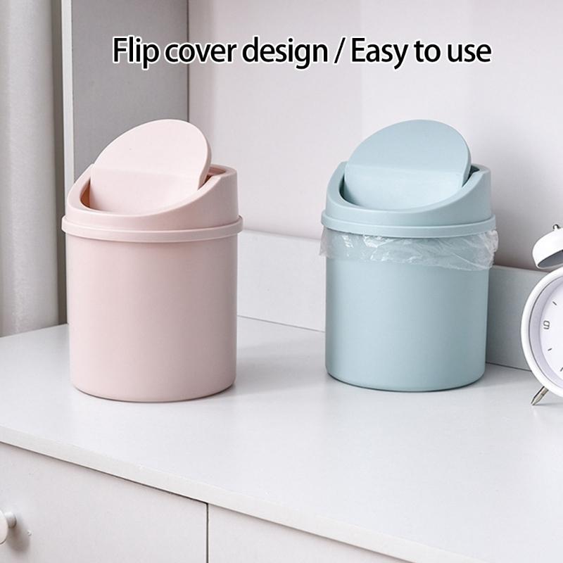 Lixeira Portátil Pequena de Mesa com Tampa sem Odor para Sala de Estar, Quarto, Escritório, Mesa de Leitura, Organização