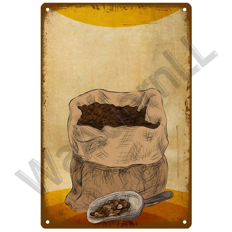 Metal Sign Retro Decor Coffee Vintage Tin Sign Plaque Metal Plate Wall Art Posters For Kitchen Bar Cafe Room Retro Iron Paint