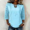 Womens Spring Tops Lace Patchwork 34 Sleeve Summer Shirts for Women Casual Loose Womens Summer Shirts Blouse