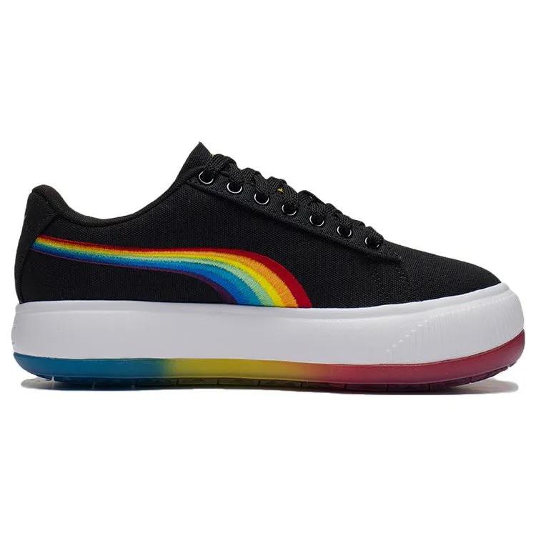 PUMA Suede Mayu Prism Low Tops Thick Sole Skateboarding Shoes Black Women's (Unisex) Skate Shoes 387240 01