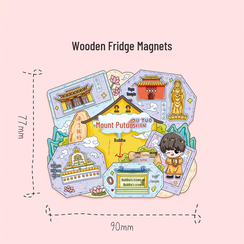 Putuoshan Kulturelles Souvenir Kühlschrankmagnet - Malerisches China Metalldekoration