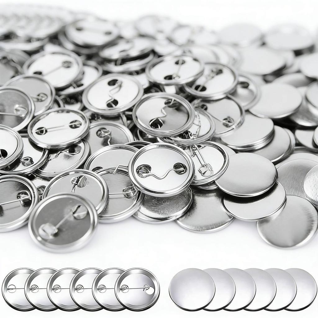 40Sets 3.7cm/1.46in Round Button Parts Kit, Tinplate Tops & Plastic Clips with Film for DIY Button Maker Machine ZSY