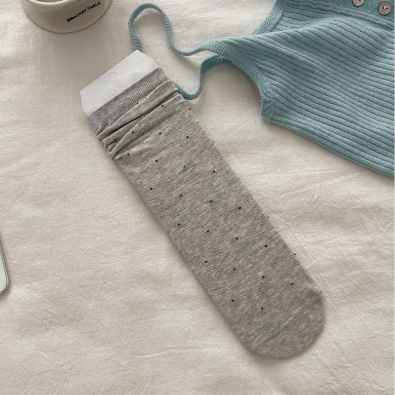 Women's Summer Thin Mesh Polka Dot Solid Color Lace Lace Cotton Boneless Tube Stack Socks