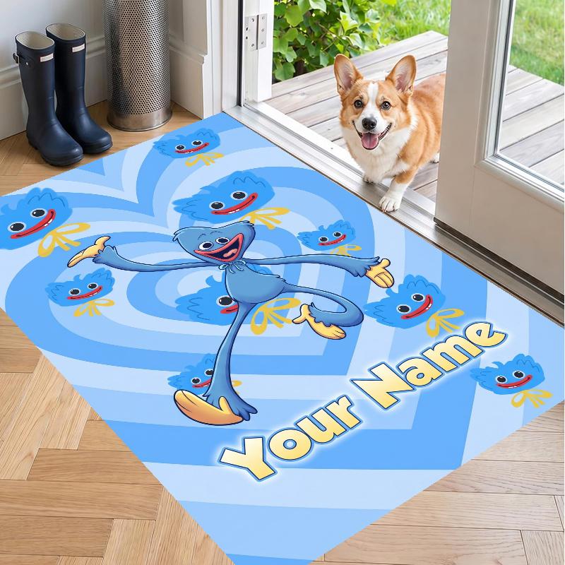 Custom Name Poppy Playtime Crystal Velvet Floor Rug Personalized Text Soft Carpet Home Decor