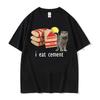 I Eat Cement Cursed Cat Funny Meme T Shirt Women's Fashion Humor Short Sleeve T Shirts Male High Quality Cotton T-shirt Tops