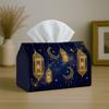 1pc Enchanted Dreamy Golden Tissue Holder - Lantern Moon Star Galaxy Blue, Sturdy Napkin Organizer for Vehicle, Kitchen, Dining, Home Decoration - Orn