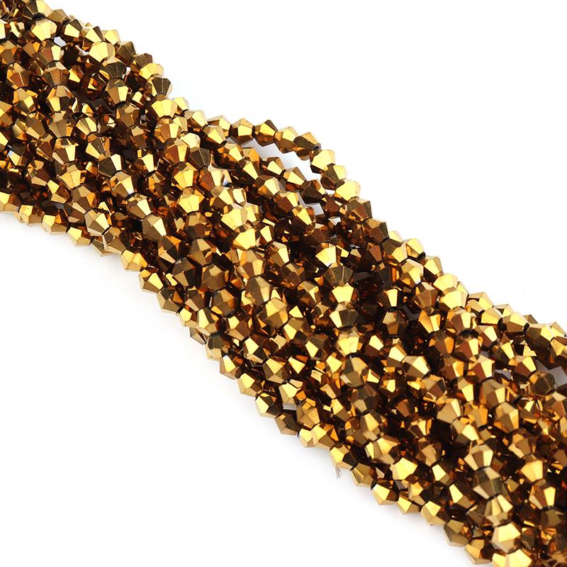 Apx 95pcs/Strand 4mm Shiny Crystal Beads Bicone Beads Faceted Glass Beads Loose Spacer Beads for Bracelet DIY Jewelry Making