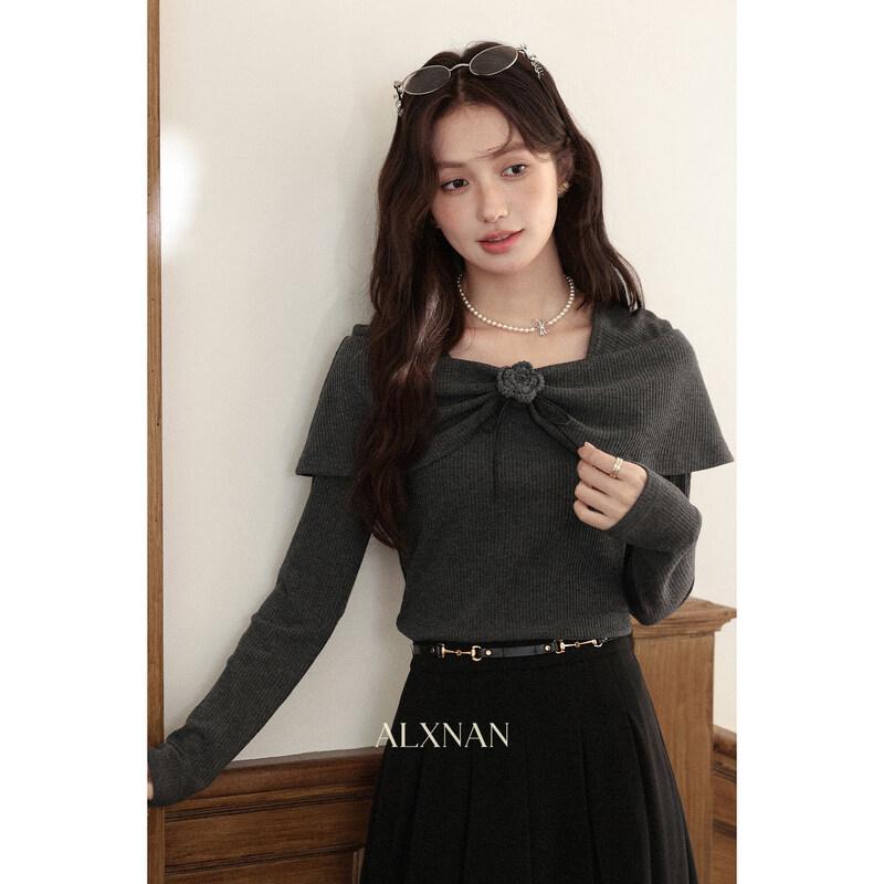 Lu Xiangnan Women's Floral Design Long Sleeve Knit Top