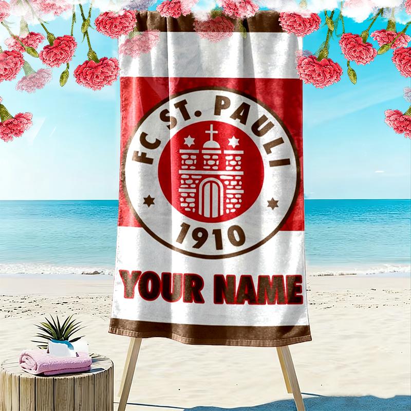 Custom Name St Pauli Print Beach Towel, Large Soft Quick Dry Towel for Beach Camping Swimming