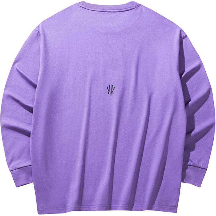 Anta Kyrie Series Comfortable Casual Crew Neck Pullover Long Sleeve T-Shirt Unisex Tops Jasmine-Purple 172431404-4