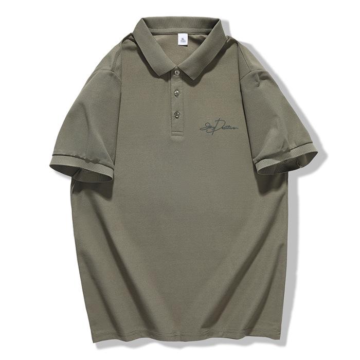 New Summer Polo Shirt Lapel Short Sleeve Button Letter Trendy Top Short Shirt