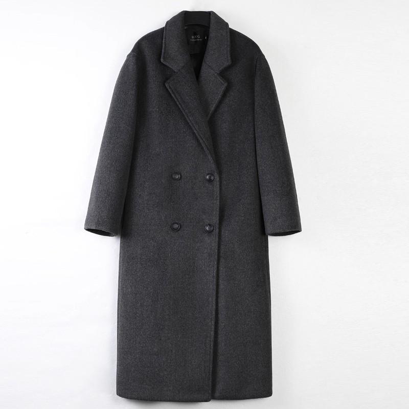 Women's High-End Gray Woolen Trench Coat - Thickened Korean Style Jacket for Autumn Winter