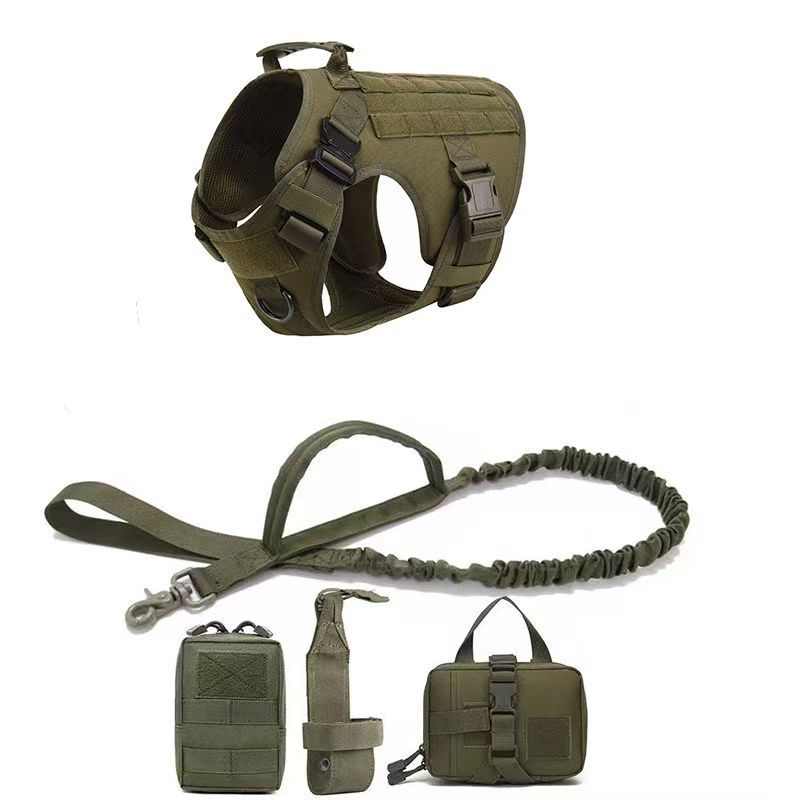 Tactical leash harness nylon large dog dog vest pet chest and back collar set