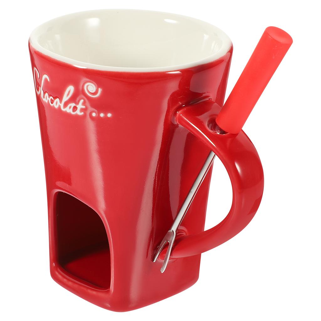 Calentador Horno para derretir chocolate Olla para helados Fondue de cerámica Calentador de queso Derretidor rojo caliente Tenedor Ollas