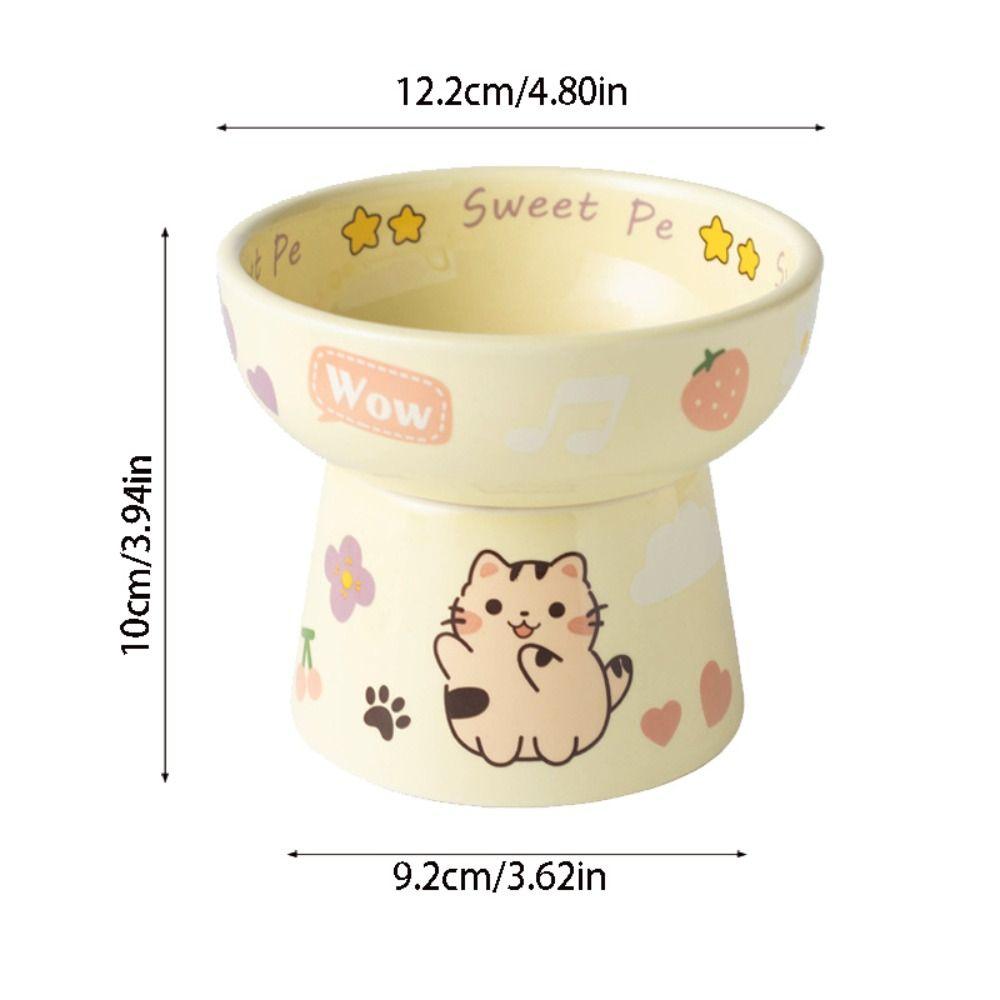 Ceramic Cat Bowl Anti Tipping Dog Food Feeding Basin Pet Drinking Feeder  Neck Protection