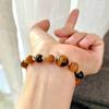 Vintage Natural Maillard Tiger'S Eye Stone Sandalwood Contrast Color Bracelet Bracelet