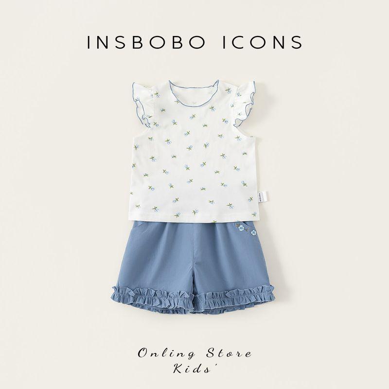 Insbobo Girls  Summer Clothing 2026 New Style Baby Girl Outfit Children s Two-Piece Set Baby Clothing Summer Fashion White 110