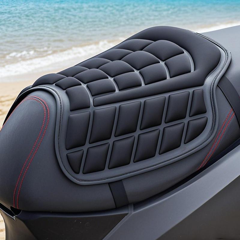 Motorcycle Passenger Seat Pad Foam Motorcycle Seat Cover Breathable Shock-Absorbing Cushion Non-Slip Thick Ergonomic Support For