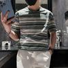 Sommer Streifen Kurzarm T-Shirt für Herren Lässiges T-Shirt 2024 Neuer Stil Dünnes Herrenoberteil Stilvoll und Gutaussehend