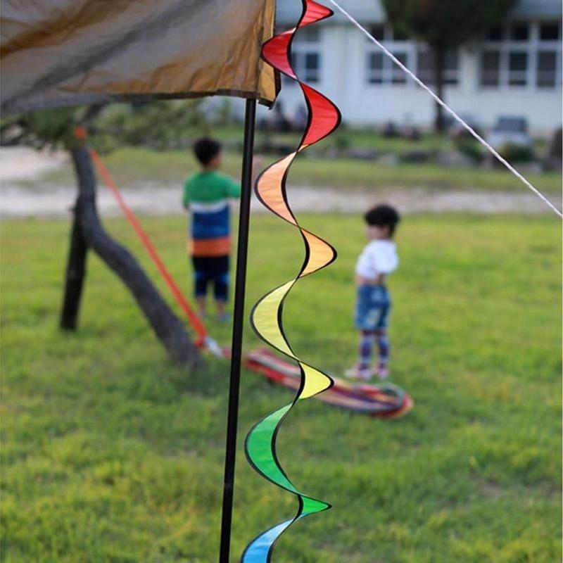 Colorful Wind Strip Color Windmill Foldable Rainbow Spiral Windmill Wind Spinner Camping Tent  Awning Garden Yard Decoration