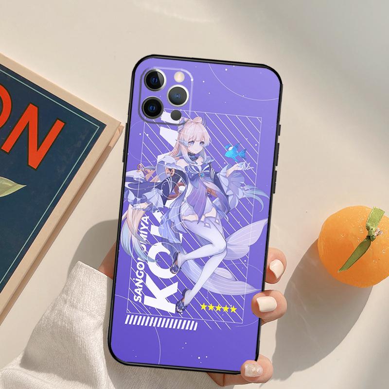 Genshin Impact Sangonomiya Kokomi Funda Case For iPhone 14 15 16 Pro Max 11 12 13 Pro Max Mini XR 16 15 Plus 16e Phone Cover