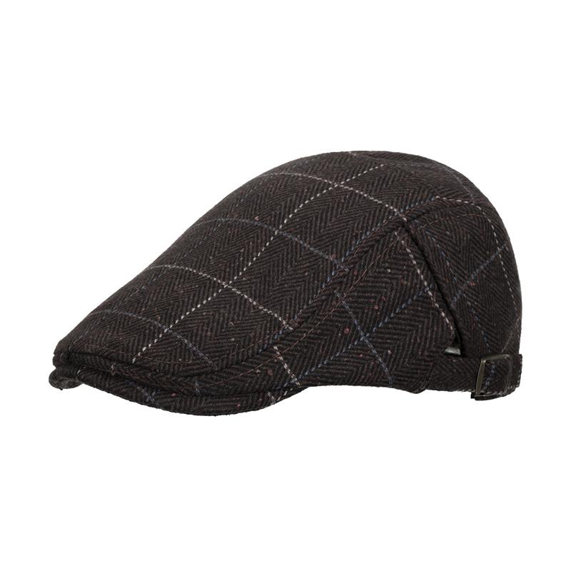 

Клетчатый берет, Мужская осенне-зимняя толстая британская шерстяная фуражка, кепки газетчика для мужчин, кепка вперед, кепка маляра, водительская шляпа плюща кофейный