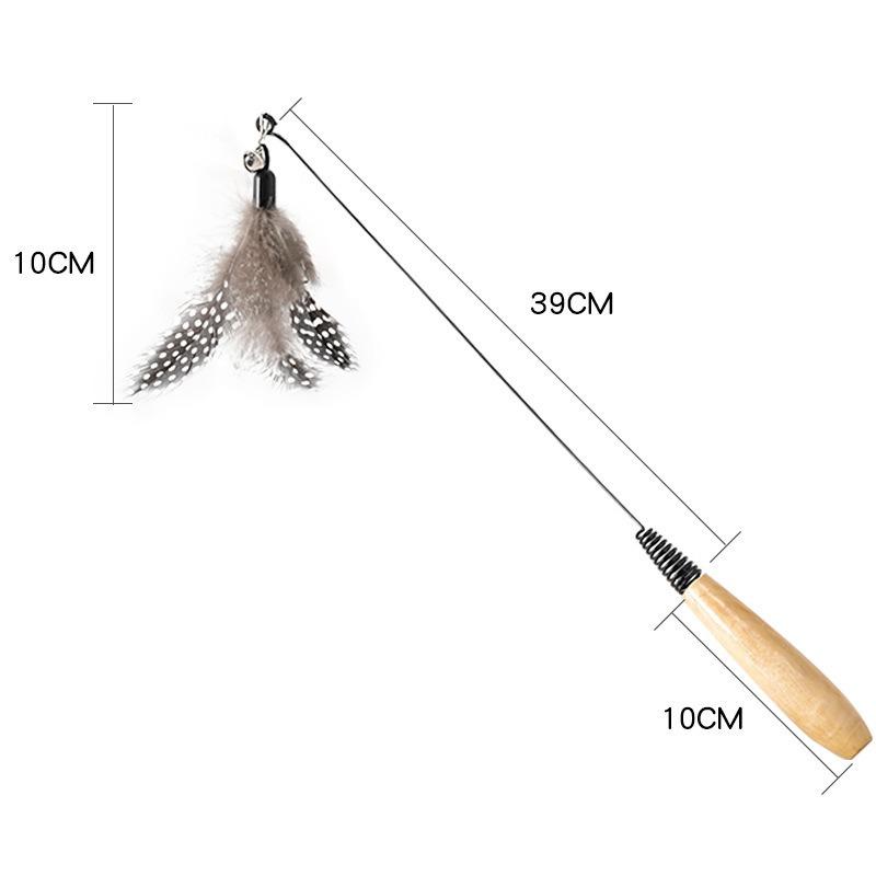 Cat Teaser Stick Toy Feather Funny Spring Kitten Stick Toy Cat Rods Simulation Fishing Rod Bell Squeaky Cat Toy Supplies