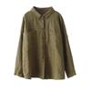 Chemise Polo Manches Longues Vintage en Coton et Lin pour Femme Blouse Décontractée