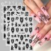Halloween Nail Art Stickers Heart Spider Webs Designs Bat Moon Star Sliders Self-Adhesive Decals For Festive Manicure