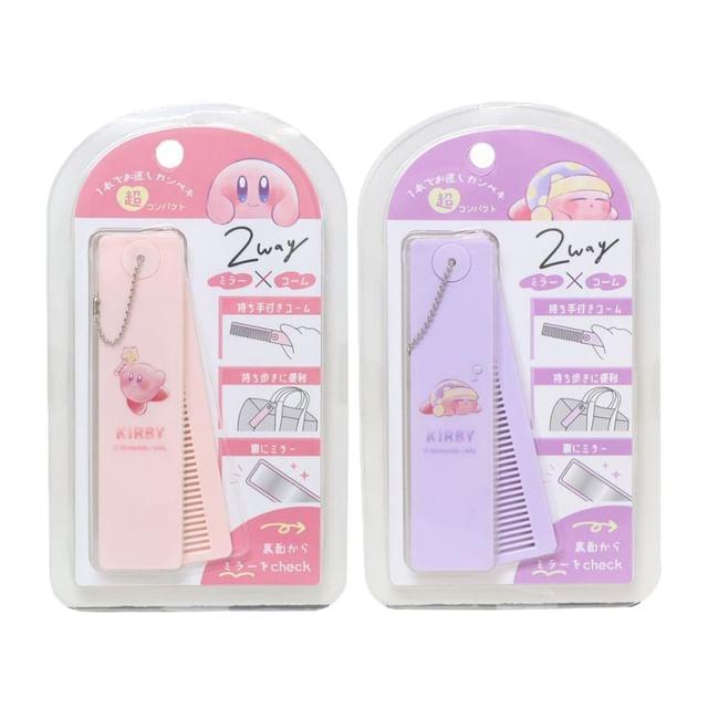 Kamio Japan - Складная расческа и зеркало Kirby Pink - H100×W25×D6mm