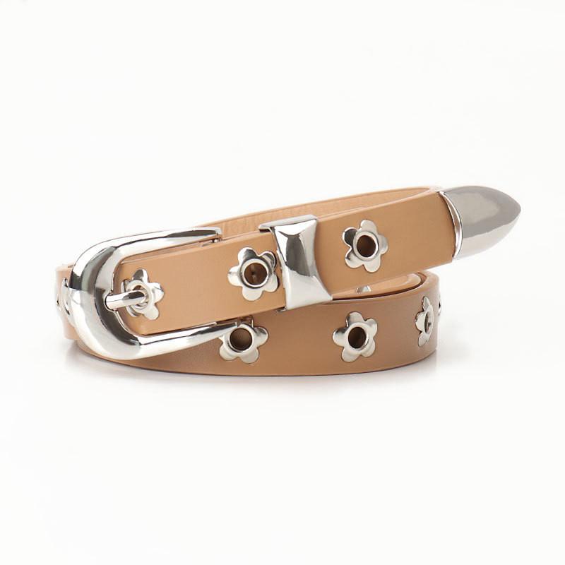 Punk Leather Belt For Women With Alloy Buckle And Adjustable Fit For Casual Street Style