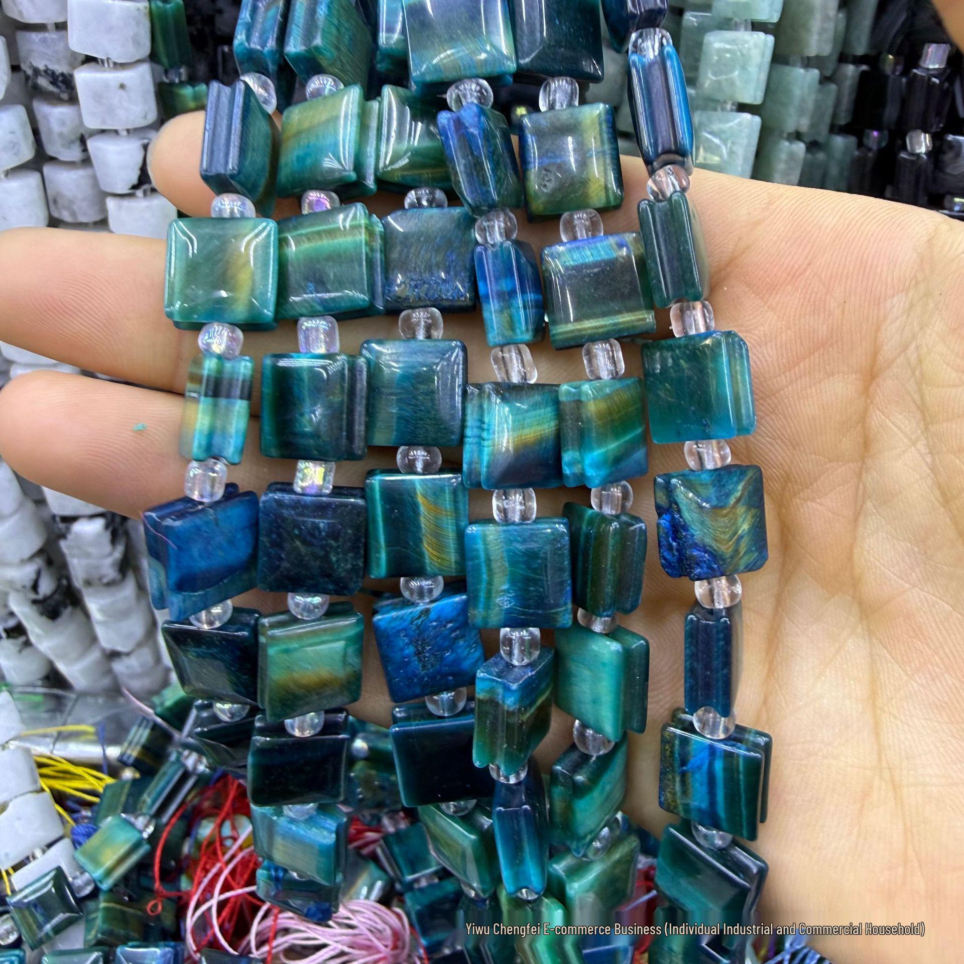 

10×10 Граненые квадратные бусины из натурального камня с желобком для DIY аксессуаров для ювелирных изделий