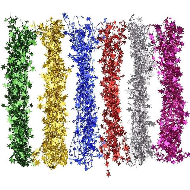 25 Ft Star Garland Christmas Tree Ornament Tinsel Wire Garland Home Baby Shower Christmas New Year Wedding Birthday Party Decoration Festive
