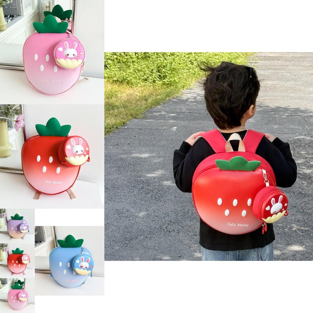Adorable Strawberry Shaped Cartoon Backpack For Kids Stylish Oxford Fabric Design