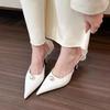 Autumn New Baotou Slippers Women's Fashion Pointed Shallow Mouth Pearl Anti-slip Wear-resistant High Heels