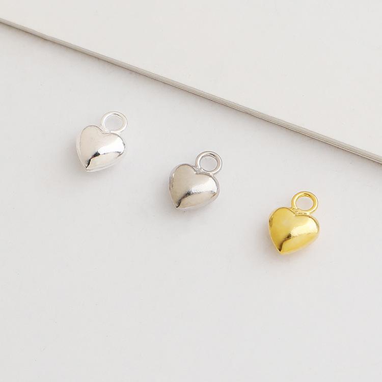 Gold-Plated S925 Sterling Silver Heart Pendant DIY Pearl Necklace/Bracelet Accessory