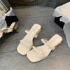 Female Shoes Loafers Glitter Slides Slippers Soft Square heel 2025 Jelly Comfort Block Spring Scandals Shoes Slippers Soft