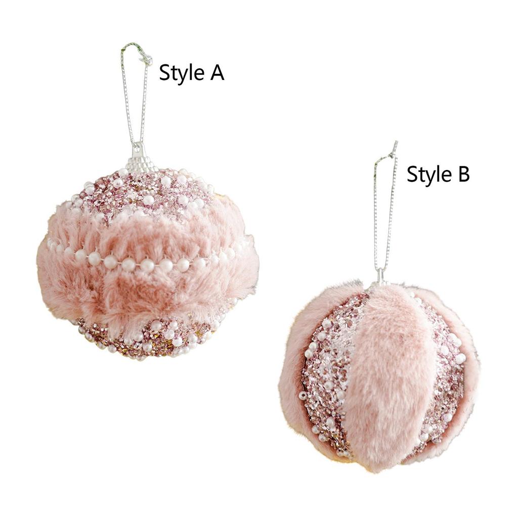 Pink Christmas Furry Ball Ornament Cute Ball Pendant Display Crafts Christmas Tree Decoration for Office Anniversary Festival