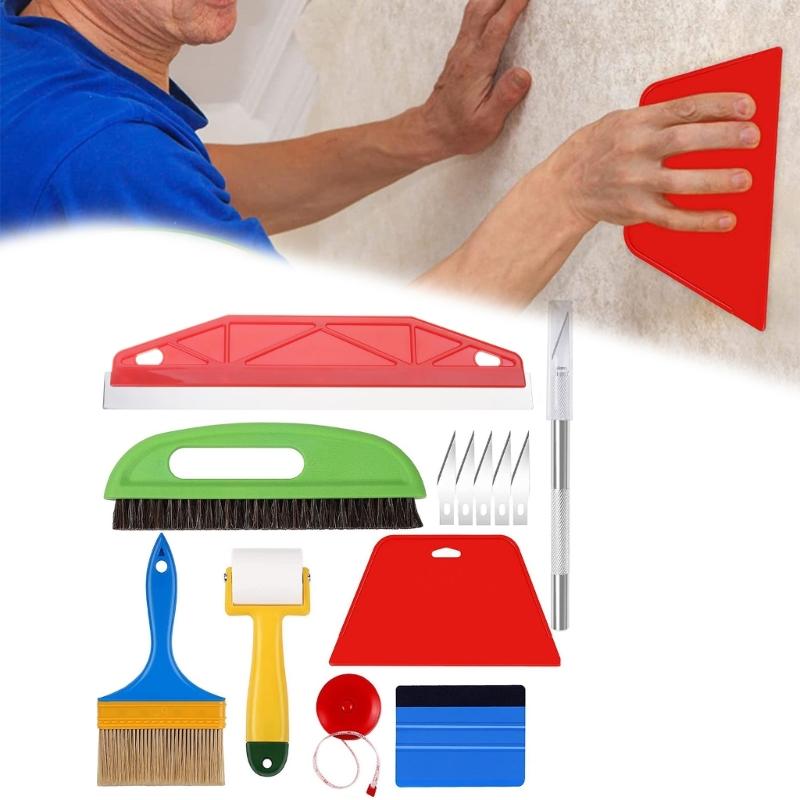 Multifunktionellt 7 Delar Väggbeklädnads- och Målningsverktyg Bärbart Tillbehör för Nybörjare och Professionell Daglig Användning