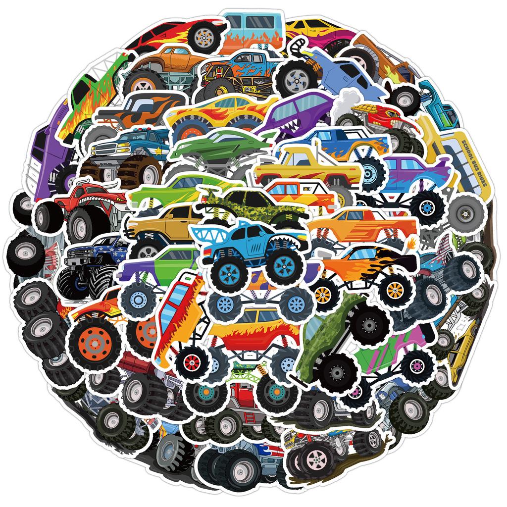 50/100 Stück Monster Truck Graffiti Aufkleber Laptop Handy Dekorationsaufkleber Wasserdichte Kinder Schreibwaren Aufkleber