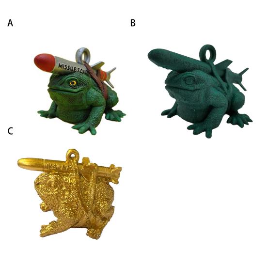 Raketen-Krötenfigur, Gartenrakete, grüner goldener Frosch, Harzstatue, Lenkraketen, Tierskulptur, Innen- und Außenbereich, Hof, Rasendekoration, Ornament