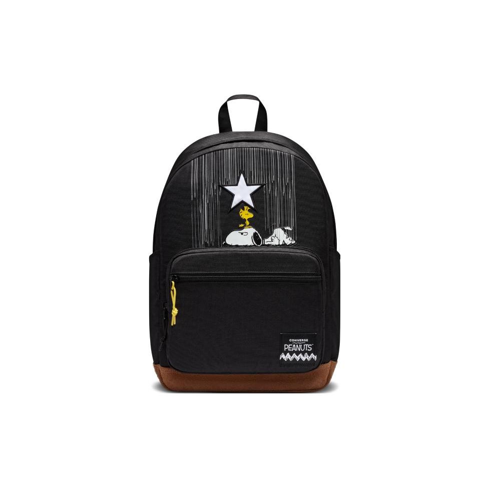 Converse Casual Fashion Trend Snoopy Collaboration Polyester Backpack Unisex Backpack Black 10024379-A01 Black