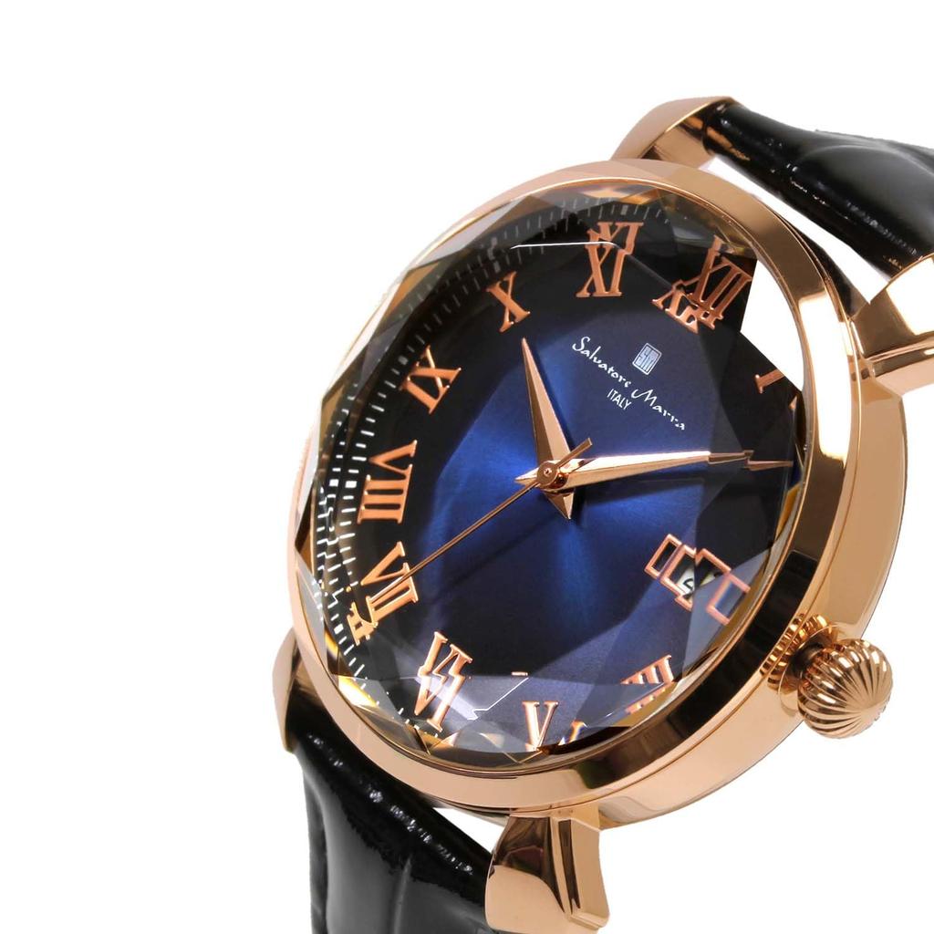 Salvatore Marra Pair Watches of Limited Leather Strap Brand Name Perfect Gift for Ages 60s Blue SM19104 SM22151 [Salvatore Marra] (Set 2) - Men's &
