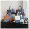 Fashion Splicing Plaid Texture Handbag Spring and Autumn Commuting Foreign Style Shoulder Messenger Bag Small Square Bag Tide