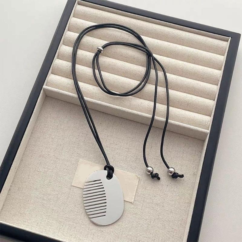 Lightweight Hypoallergenically Comb Necklace With Polished Metal Finish Fashion Accessories For Casual Or Formal Outfits