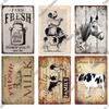 Putuo Decor Farm Tin Sign Milk Vintage Tin Sign Plaque Metal Plate Retro Poster for Farmhouse Cow Pig Wall Stickers Art Decor